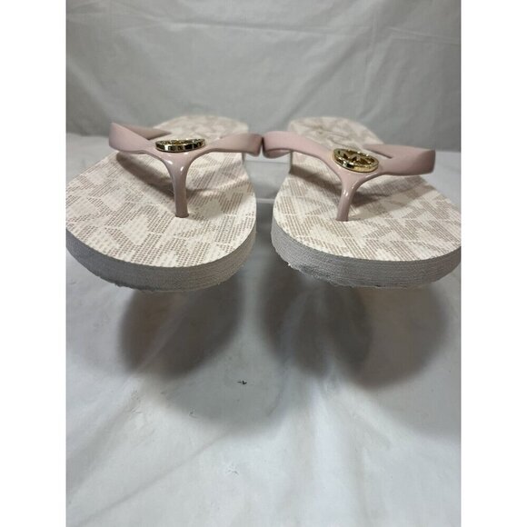 MICHAEL KORS MK FLIP FLOP PVC JET SET PINK GOLD LOGO SANDALS US 10 - Picture 2 of 15